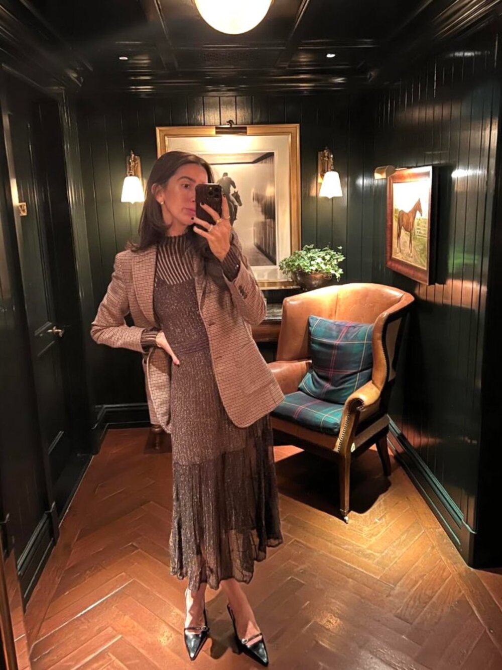 ME+EM Metallic Pointelle Knit Mach Dress